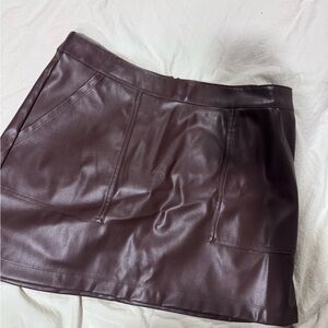 a new day burgundy Leather Skirt